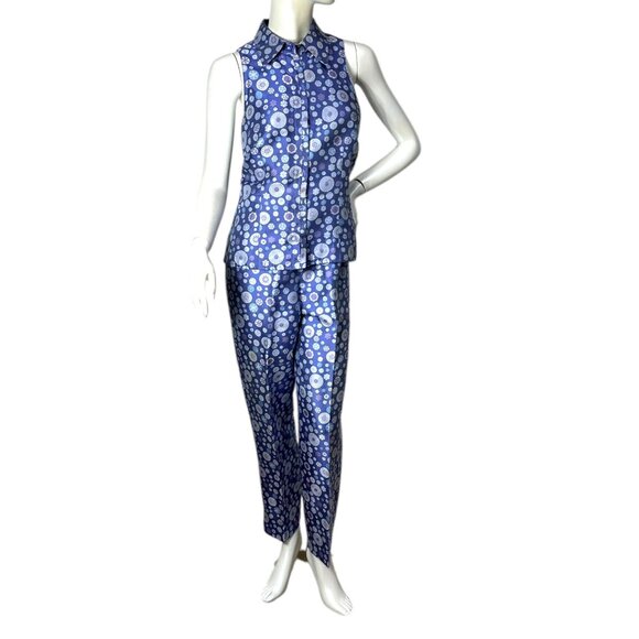 Silk pant suit in periwinkle blue by Carlisle Size 8 - Picture 1 of 8
